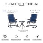 3 Piece Outdoor Folding Rocking Chair and Table Set - Blue and Gray - Image 7