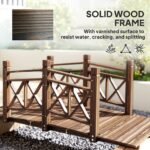 5 ft. Wooden Garden Bridge Footbridge for Backyard Ponds, Creeks, Streams, Carbonized - Image 5