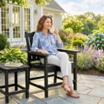 All-Weather Patio Chair, HDPE Patio Dining Chair, Heavy Duty Wood-Like Outdoor Furniture for Garden, Backyard, Deck, Porch, Lawn, Black - Image 7