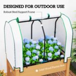 Raised Garden Bed with PE Greenhouse Cover Outdoor Planter Box for Herbs and Vegetables, 35 x 22 x 47 inch, Sand - Image 7