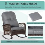 Rattan Porch Rocker w/ Plush Cushion, Gray - Image 5