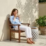 13" x 18" Ceramic Garden Stool with Woven Lattice Design & Glazed Strong Materials Decorative Outdoor Stool, White - Image 8