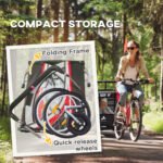 2-in-1 Walk/Ride Child Baby Bike Trailer for Kids 2 Seater, High-Visibility Bike Stroller for Toddler Wagon, Weather-Strong Double Bicycle Trailer Accessory, Red - Image 6