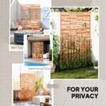 78" H x 48" W Metal Outdoor Privacy Screen, Freestanding Decorative Privacy Fence Screen for Balcony, Brown - Image 6