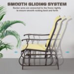 Outdoor Glider Chair, Gliders for Outside Patio with Steel Frame and Mesh Fabric for Backyard, Garden, and Porch, Beige - Image 4