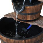Wood Freestanding Fountain with 2 Tier Waterfall Barrel, Electric Pump for Garden Decor, Lawn, Backyard - Image 7