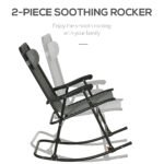 Outdoor Rocking Chair Set of 2, Patio Folding Lawn Rocker Set with Headrests for Yard, Patio, Deck, Backyard, Gray - Image 6