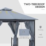 13x11 Gazebo with Sides, with Curtains, Removable Netting, Double Vented Roof, 8 Drainage holes, Aluminum Frame and Hooks, for Garden, Backyard, Patio, Gray - Image 4