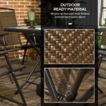 5 Pieces Patio Table and Chairs, Foldable Wicker Outdoor Dining Table Set with Umbrella Hole, Dark Brown - Image 7