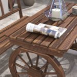 Patio Table and Chairs for 4 People, Wagon Wheel Design, Outdoor Furniture Set for Backyard, Garden, Carbonized - Image 7