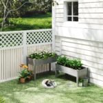2 Tier Raised Garden Bed, Wooden Elevated Planter Box with Legs, Outdoor Plant Bed for Flowers Vegetables Herbs Gray - Image 2