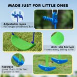 Metal Swing Set with Glider, Two Swing Seats and Adjustable Height, Outdoor Heavy Duty A-Frame Suitable for Playground, Backyard, Green - Image 7