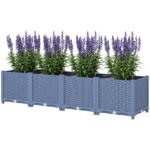 Plastic Raised Garden Bed, 5 x 1 x 1 ft Outdoor Flower Box with Drainage Holes for Vegetables, Herbs, Blue