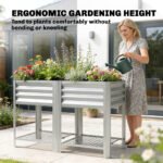 Raised Garden Bed Galvanized Steel, Elevated Planter Box with Storage Shelf, Bed Liner, 31.5" High, Silver - Image 6