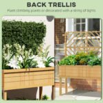 Elevated Wood Planter with Trellis for Climbing Plants, Raised Garden Bed with Legs and Drainage Holes, Natural Wood - Image 4