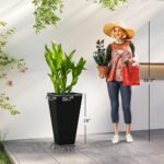Tall Planters for Outdoor Plants Set of 3, 28 In Taper Planters with Drainage Holes, Indoor Grande Plant Pots, Front Porch Decor, Black - Image 3