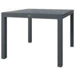 Patio Table for 6-8 People, Aluminum Frame Rectangle Garden Table with Wood Effect Steel Top, for Backyard, Dark Gray