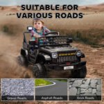 12V Battery Powered Ride On Truck, Kids Electric Car with Spring Suspension, Remote, Horn, USB Music, Black - Image 6