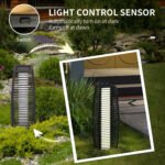 Solar Floor Lamp, Outdoor Rattan Garden Lantern Pathway Light & Decorative Driveway Lighting with Auto LED Lights, Gray - Image 6