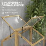 Raised Garden Flower Bed Kit with Greenhouse, Wooden Cold Frame Planter, 35.5" x 31.5" x 36", Natural - Image 7
