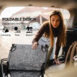 Folding Chaise Lounge Pool Chair with 4-level Reclining Back, Cushion, Side Pocket, Headrest, Gray - Image 5