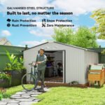 Garden Metal Shed, Storage Shed Utility Storage with Double Locking Doors for Bike, Yard Tools, White - Image 4