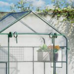 Outdoor Walk-in Mini Greenhouse with Mesh Door & Windows, Small Portable Garden Green House with 3 Tiers 6 Shelves, Trellis, & Plant Labels - Image 8