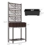 Outdoor Wicker Planter with Trellis for Climbing Plants, Freestanding Rattan Garden Box with Storage Shelf, Brown - Image 3