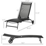 Chaise Lounge Outdoor, 2 Piece Lounge Chair with Wheels, Tanning Chair with 5 Adjustable Positions for Patio, Beach, Yard, Pool, Black - Image 3