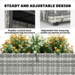 Tall Rectangular Planter with Removable Liner, Holes, PE Wicker Large Planter Box for Indoor Outdoor Plants, Gray - Image 6