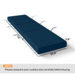 Chaise Lounge Cushion, 4" Thick Outdoor Lounge Chair Cushions with Ties for Patio, 26" x 80 ", Navy Blue - Image 3