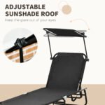 Chaise Pool Lounge Chairs Set of 2, Outdoor Sun Tanning Chairs, Reclining Back, Steel Frame and Side Pocket, Black - Image 5