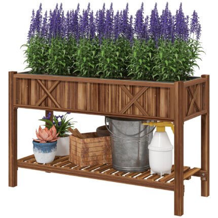 Raised Garden Bed with 47 x 22 x 31.5 in Elevated Wood Planter Box