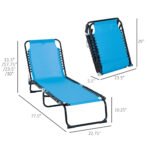 Foldable Chaise Lounge, 4-Position Reclining Back, Trifold Portable design and Breathable Mesh for Poolside,Camping, Hiking - Light Blue - Image 3