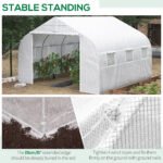 11.5' x 10' x 6.5' Walk-in Greenhouse, Tunnel Green House with Zippered Door and 6 Mesh Windows, Gardening Plant Hot House with Galvanized Steel Frame, White - Image 5