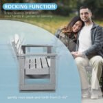 Patio Glider Bench w/ HDPE Slatted Double Rocking Chair, Light Gray - Image 5