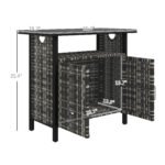 Outdoor Pool Towel Storage Cabinet Organizer, Outdoor Bar Table with Shelf and Cabinet, Pool Towel Holder Pool Valet with Weather-Resistant PE Rattan and Steel Frame, Mixed-Gray - Image 3