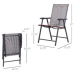 Set of 4 Outdoor Folding Chairs, Stackable Patio Dining Chairs with Armrests, Metal Frame, Gray - Image 3