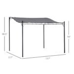 Durable 10x10 Steel Pergola, Wall-Mounted with Canopy for Patio Perfect for Homeowners, Gray - Image 3