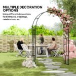 7.3ft Steel Garden Arch Trellis, Garden Arbor Trellis for Climbing Plants Roses Wisteria Vines, Flower Arch Wedding Arch Stand for Outdoor, Garden, Lawn, Backyard, Black - Image 6