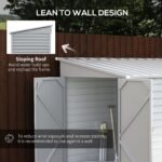 Garden Shed 4.6ft x 9ft Lockable for Lawn Mower Garden Yard, White - Image 6