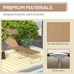 Outdoor Pool Chaise Lounge Chair, Folding Tanning Chair with Sun Shade, Tan - Image 7