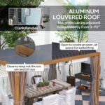 10' x 13' Outdoor Retractable Pergola w/ Sun Shade Louvered Top, Pergola w/ Canopy, Curtains, Netting - Image 4