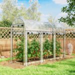 Walk-in Tunnel Greenhouse, Hoop House Greenhouse with 8 Roll-Up Doors, 10' x 3' x 6.5', Clear - Image 2