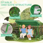 Kids Patio Swing Chair with Adjustable Canopy, Safety Belt for Patio, Garden, Poolside, Balcony, Dark Green - Image 4