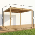 10' x 10' Louvered Pergola with Solar LED lights, Metal Roof, Outdoor Pergola Patio Gazebo with Drainage Gutters, Brown - Image 3