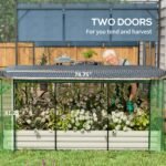 Galvanized Steel Planter Box with Crop Cage and Shade Cloth, Raised Garden Bed for Flowers, Veggies and Herbs, Beige - Image 6