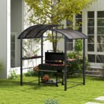 8' x 5' Outdoor Grill Gazebo Canopy Shelter with Vented PC Roof, Side Shleves - Image 2