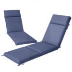 Outdoor Chaise Lounge Cushions Set of 2 with 6 Ties, High-Density Foam, for Patio and Poolside, Navy Blue