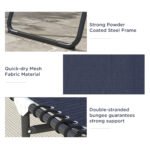 2 Folding Chaise Lounge Pool Chairs with 4-Position Reclining Back, Pillow, Breathable Mesh & Bungee Seat, Dark Blue - Image 5